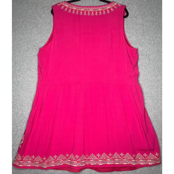 Savanna Jane women's dress pink floral embroidered midi boho lined v-neck 1X - Picture 2 of 13